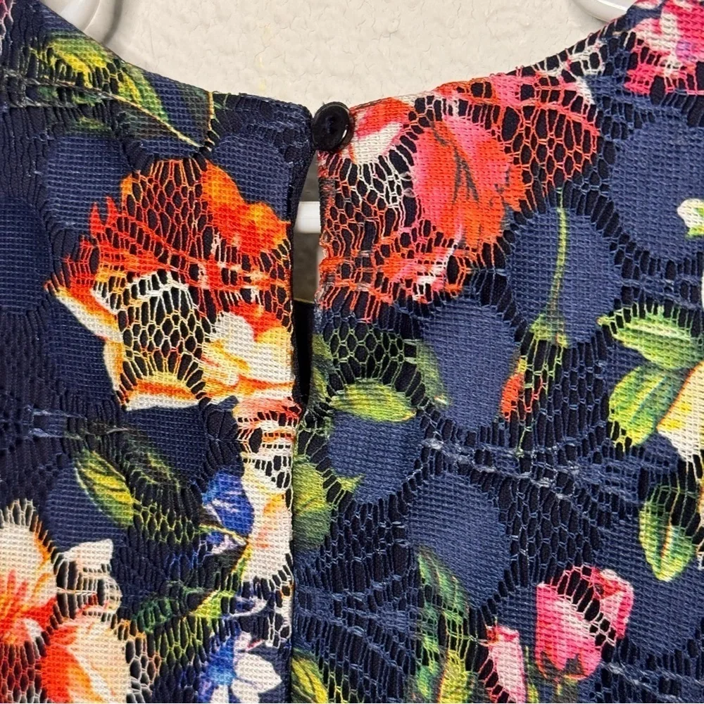 Pippa and Julie girls lace navy blue Floral formal Dress Size 6